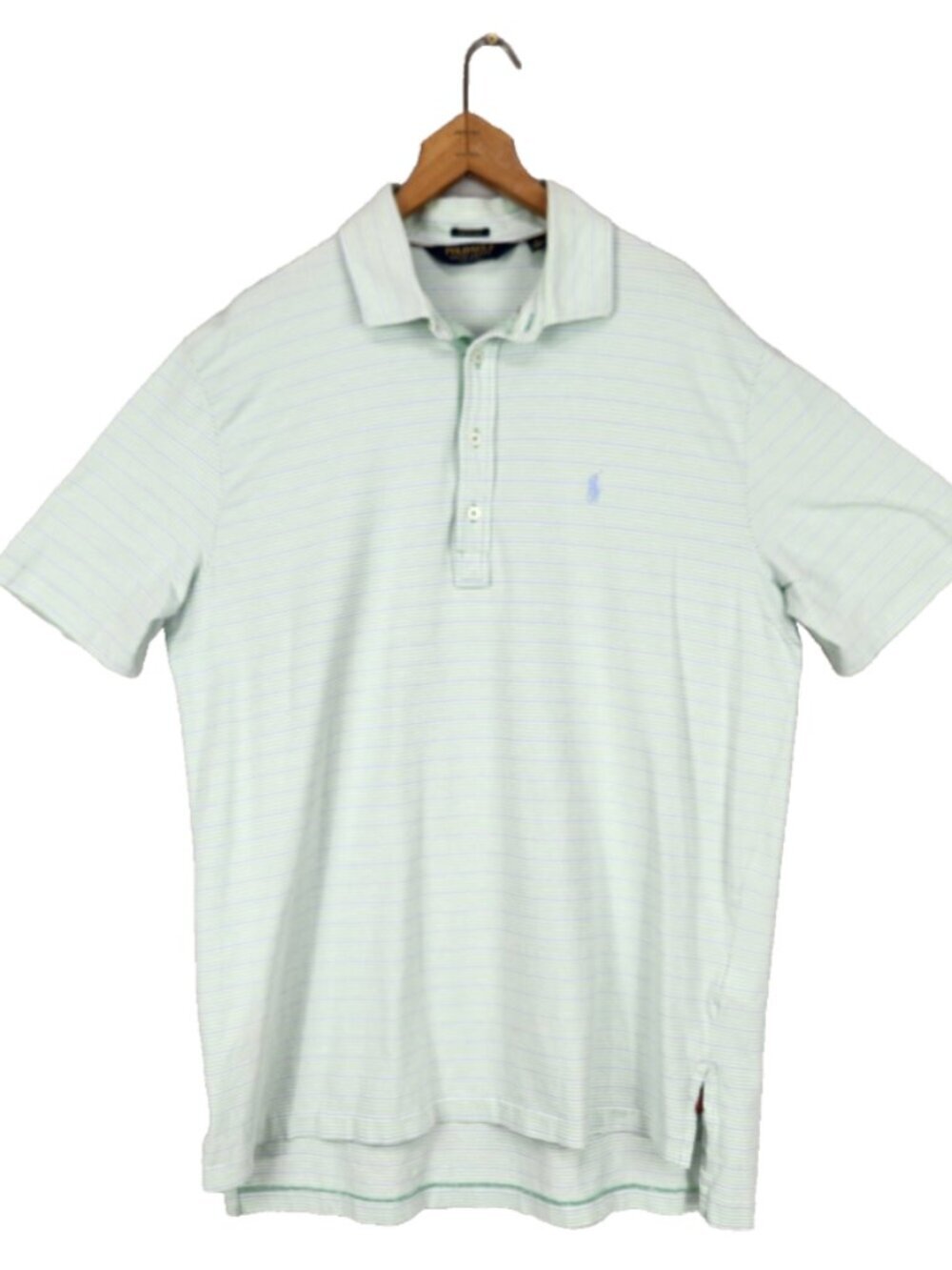 Polo Golf Ralph Lauren Stretch Lisle Golf Shirt Mens L Green Blue Stripes
